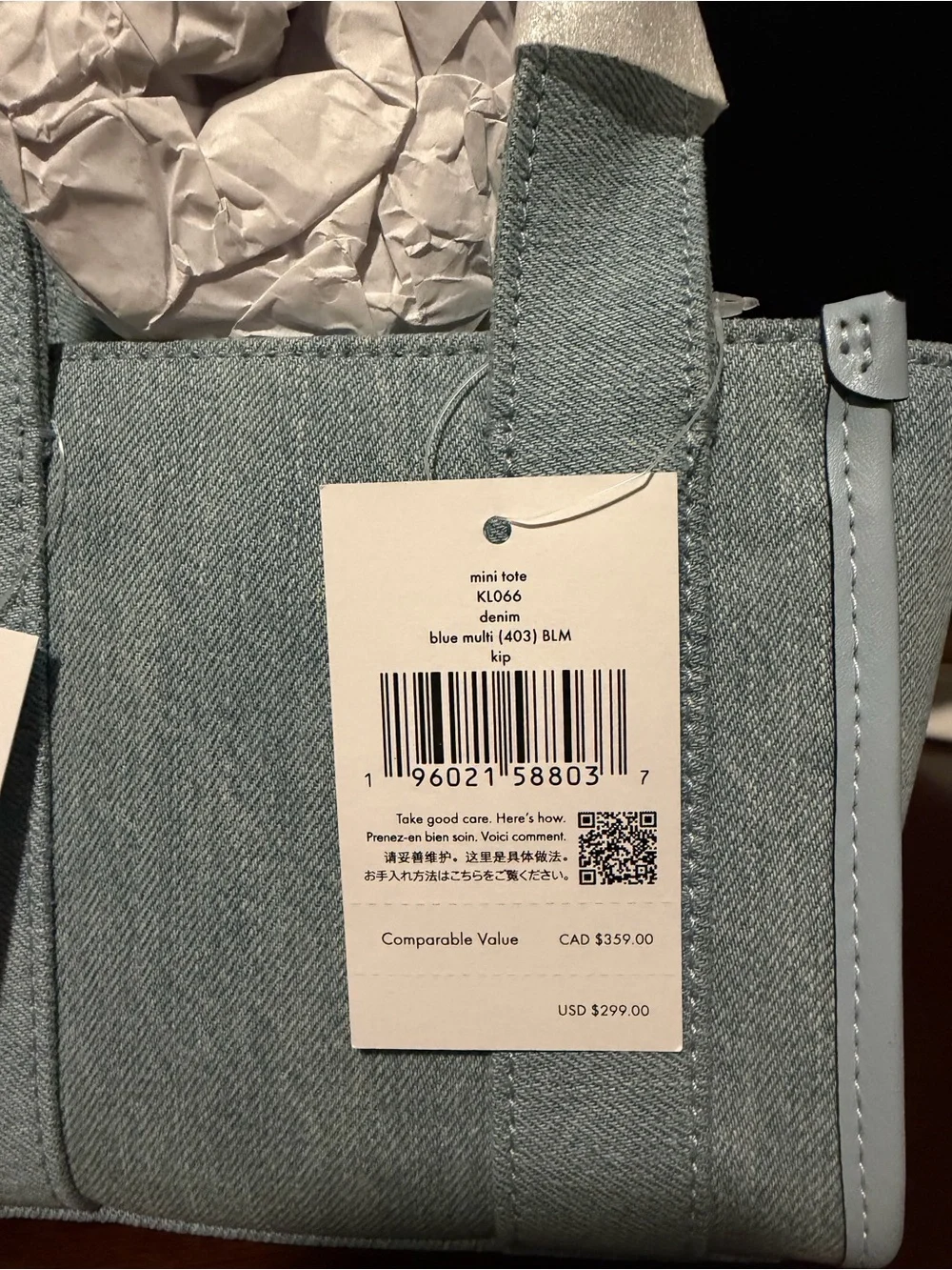 kate spade Light Blue Denim Mini Tote